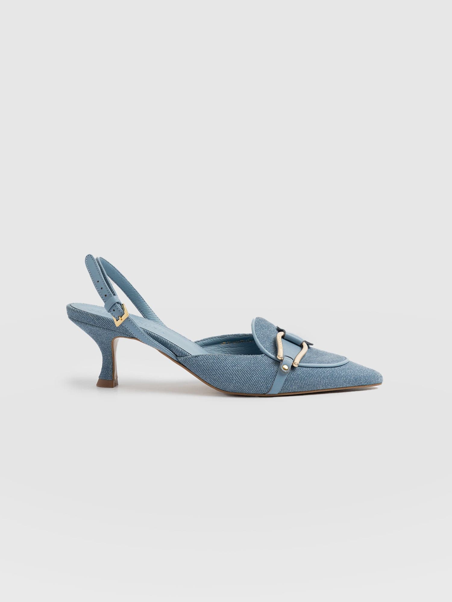 Bridget Sling Back Heels - Blue Denim - Women's Sandalss | Saint + Sofia® USA